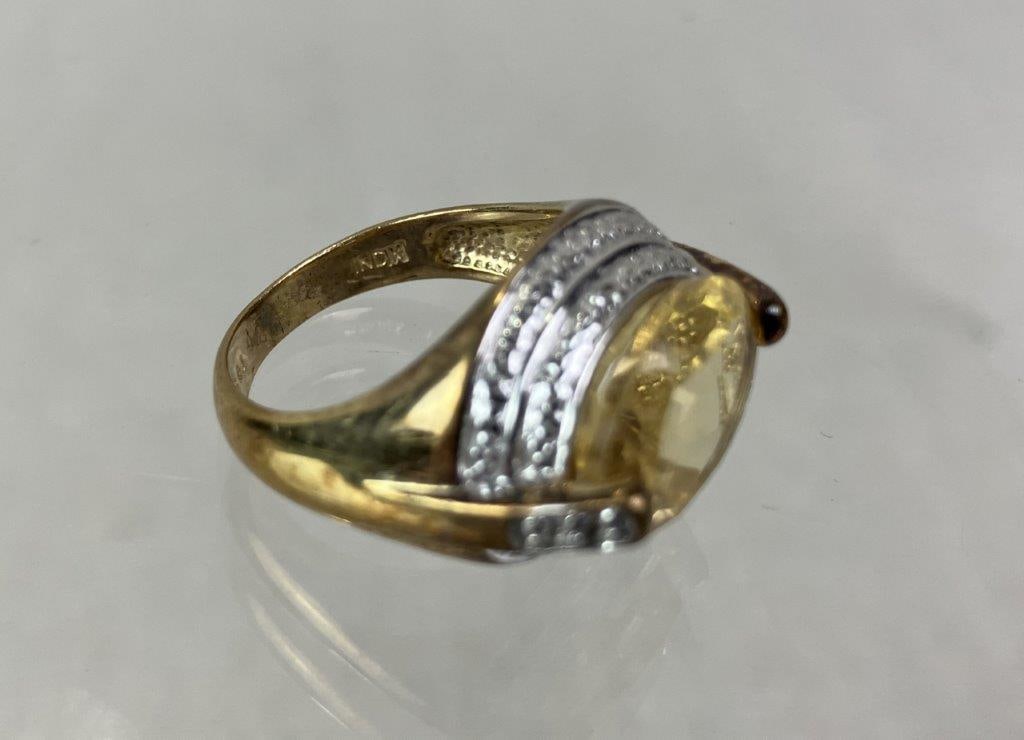 Sterling Silver and Citrine Cocktail Ring - 5