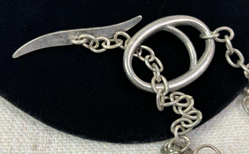 Sterling Silver, Amber, and Prehnite Artisan Necklace - 4