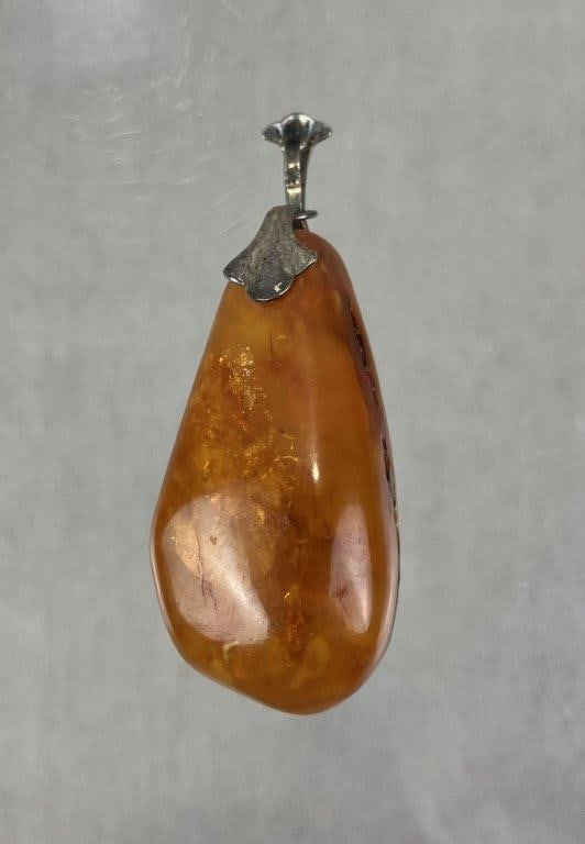 Amber and Sterling Silver Statement Pendant - 2