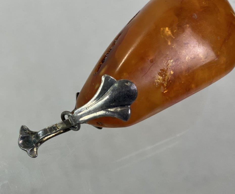 Amber and Sterling Silver Statement Pendant - 4