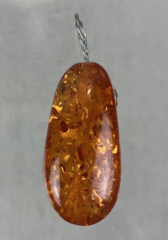 Artisan Crafted Amber Teardrop Pendant - 3