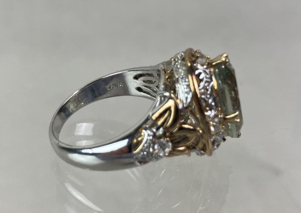 Sterling Silver and Prasiolite Cocktail Ring - 5