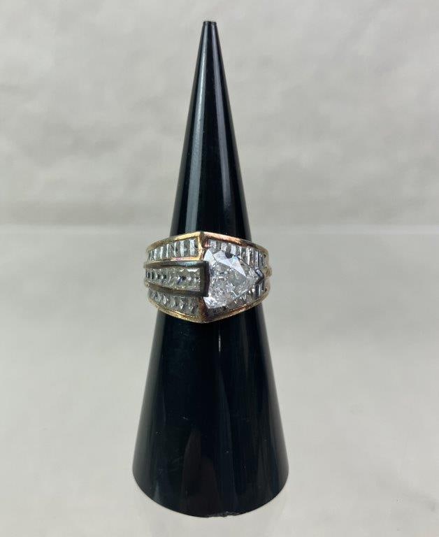 Sterling Silver Art Deco Style Gemstone Ring - 2