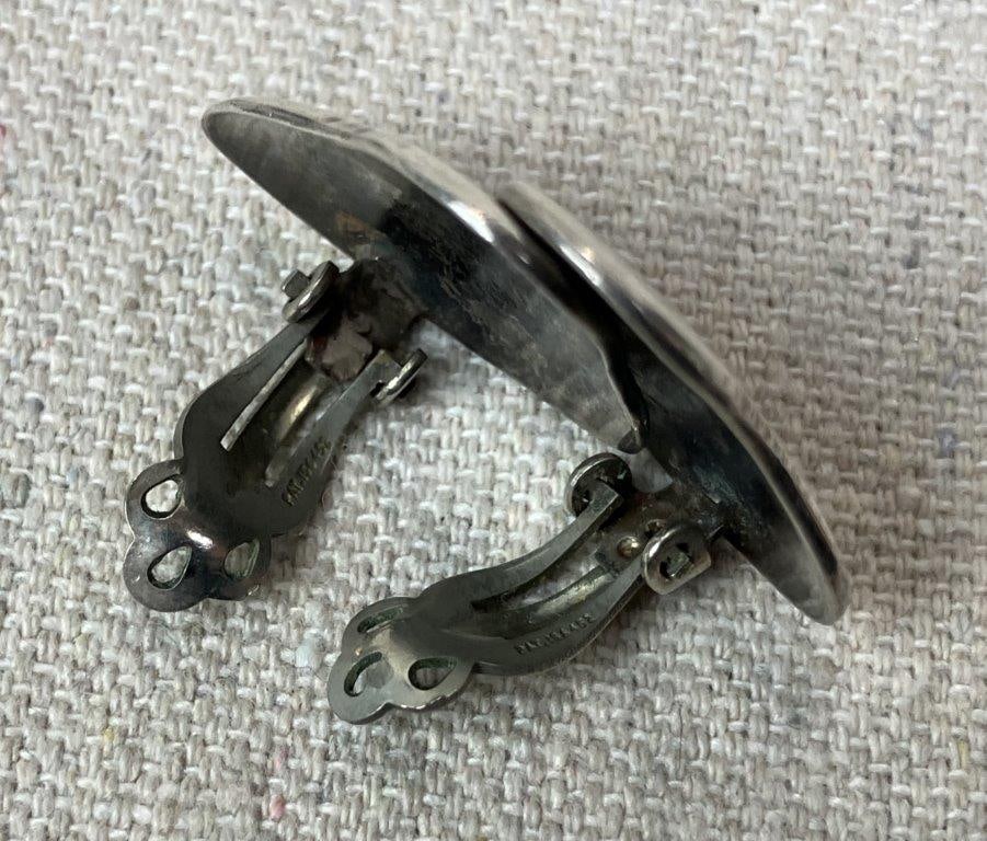 Native American Sterling Silver Kokopelli Turquoise Inlay Earrings - 3