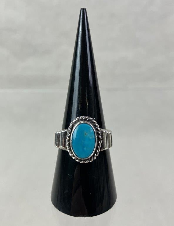 Native American Sterling Silver and Turquoise Ring - 2