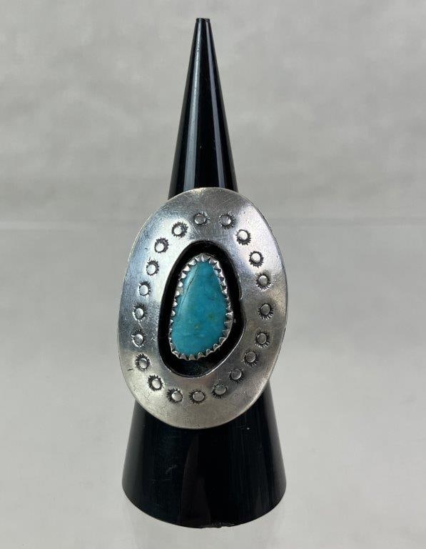 Native American Sterling Silver and Turquoise Ring - 2
