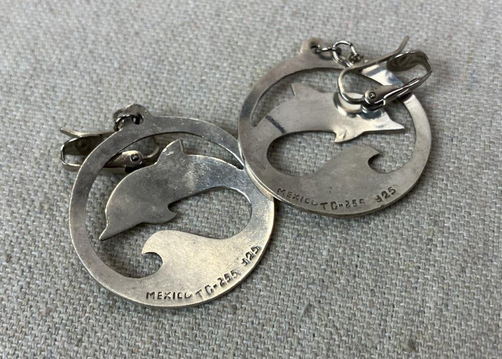 Taxco Sterling Silver Dolphin Dangle Earrings - 3