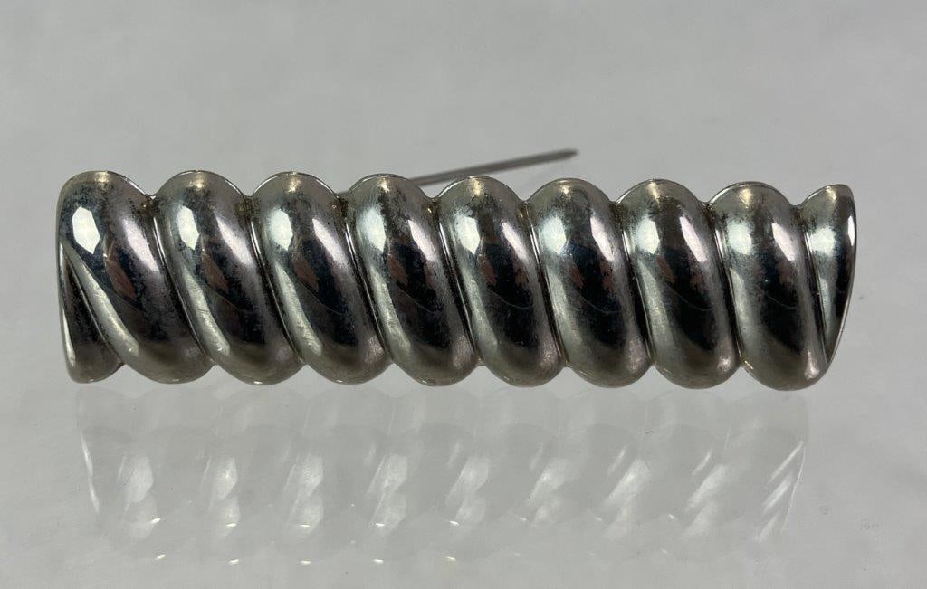 Sterling Silver Modernist Spiral Brooch - 5