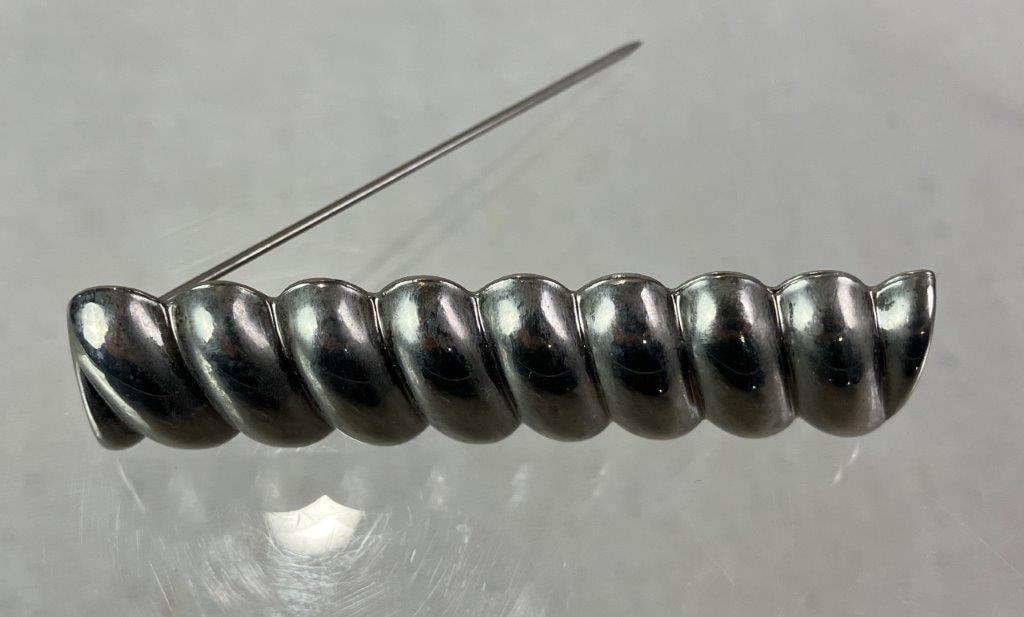 Sterling Silver Modernist Spiral Brooch - 6