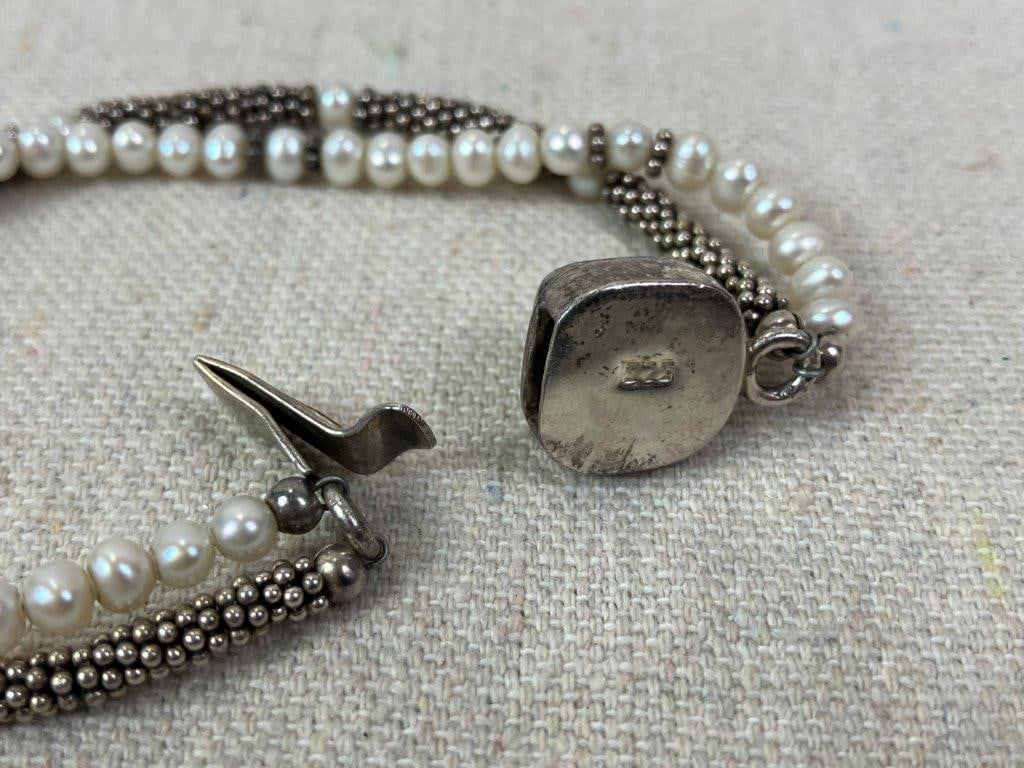 Sterling Silver, Mother-of-Pearl, and Pearl Bracelet - 4