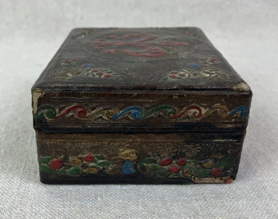 Fleur-de-Lis Paper Mache Trinket Box - 4