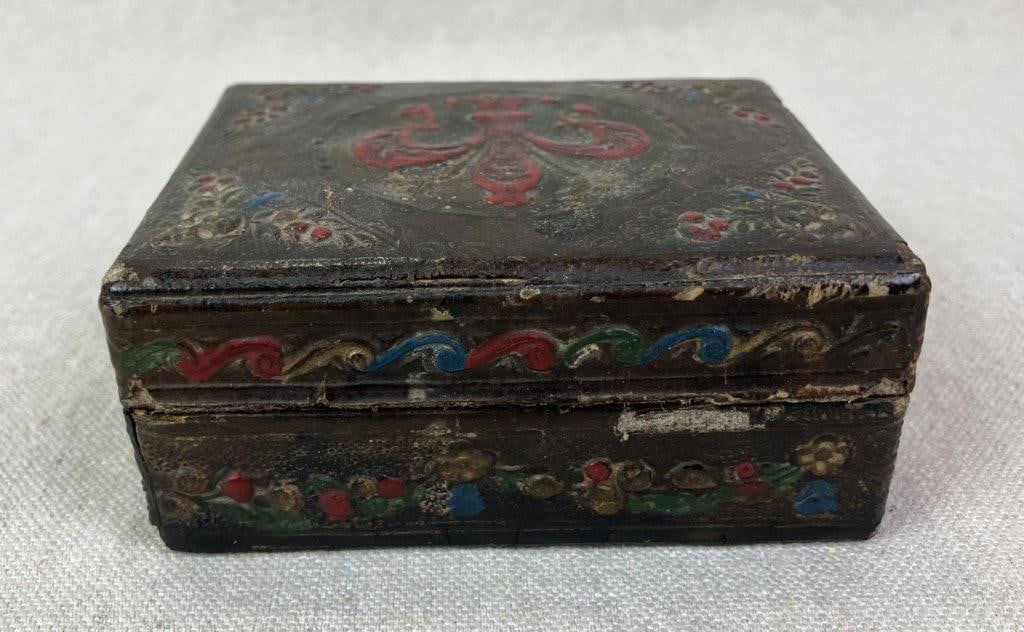 Fleur-de-Lis Paper Mache Trinket Box - 5