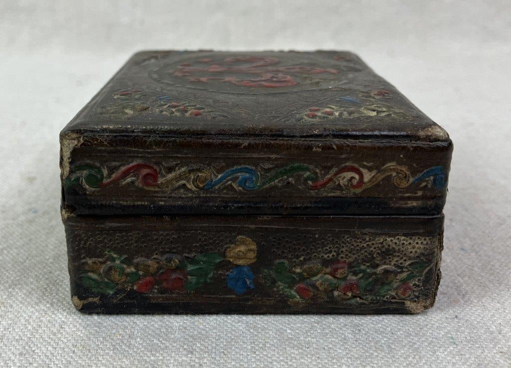 Fleur-de-Lis Paper Mache Trinket Box - 9