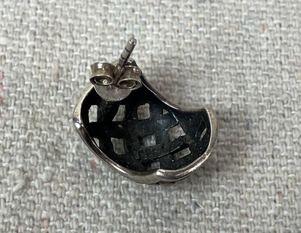 Three Pairs of Sterling Silver Hoop Earrings - 7