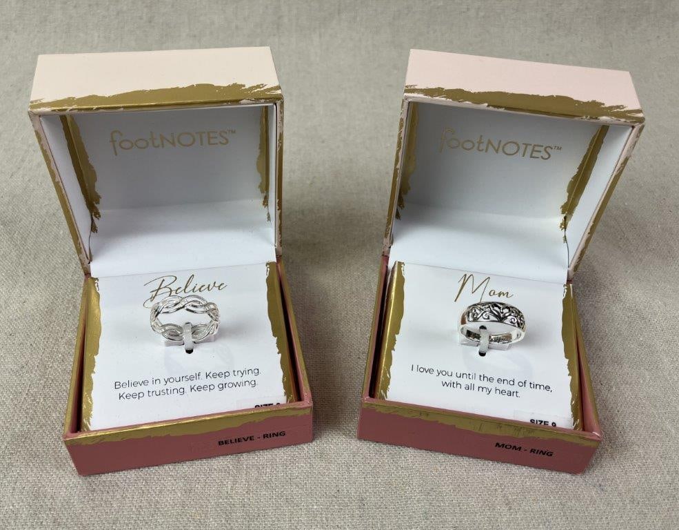 Two Sterling Silver Footnotes Rings - 2