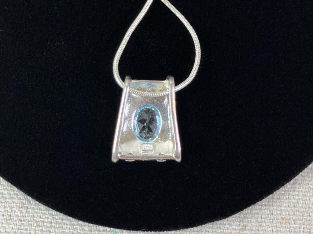 Sterling Silver Blue Topaz Necklace - 3