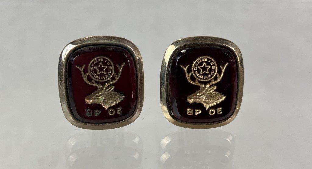 Vintage Benevolent and Protective Order of Elks Tie Clip and Cuff Links - 2