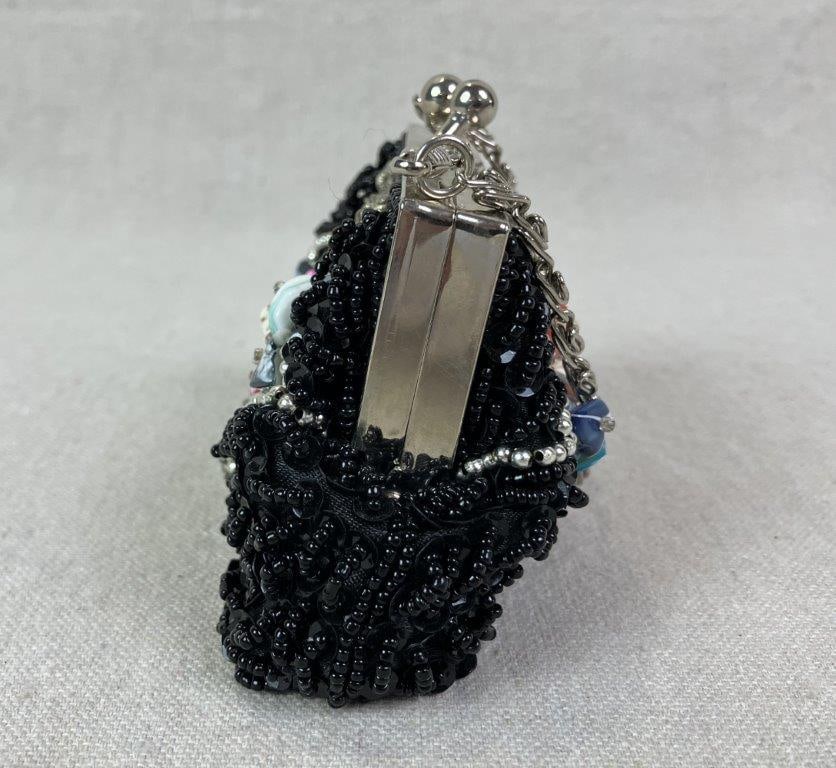 Cadari London Beaded Black Satin Coin Purse - 5