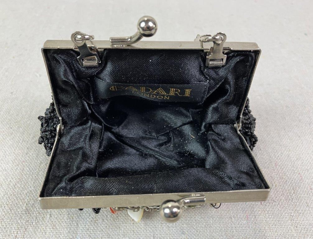Cadari London Beaded Black Satin Coin Purse - 6