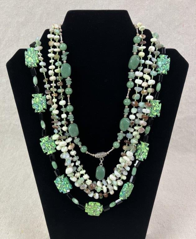 Three Green Stone Beaded Necklaces Including Aventurine and Chrysoprase (1 of 3)