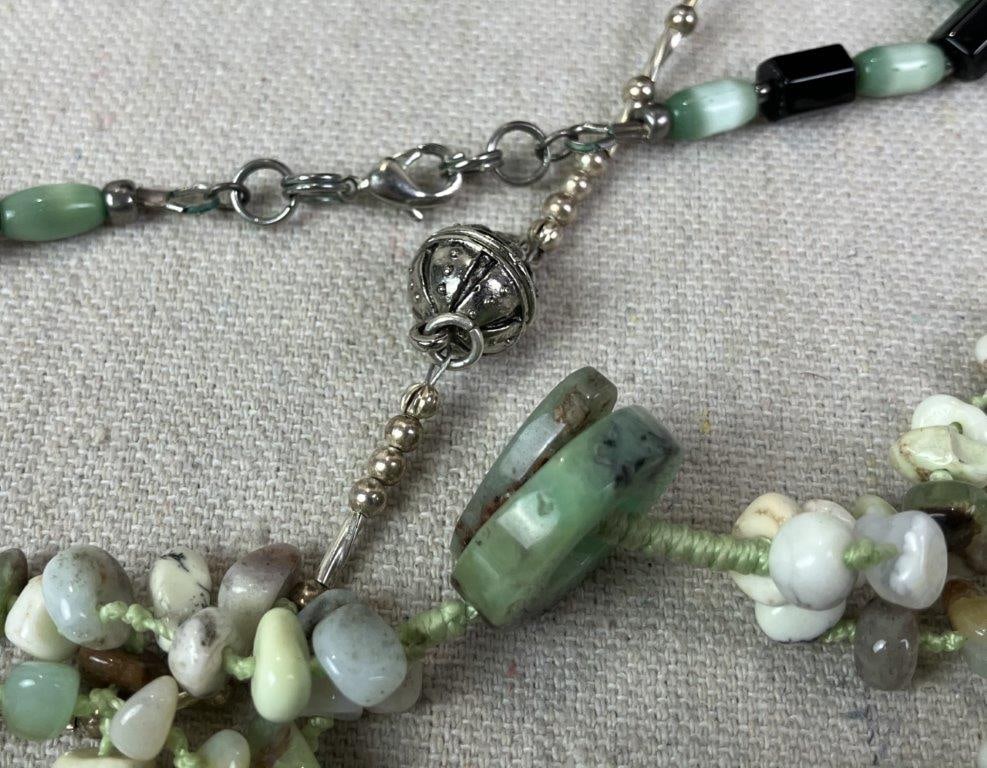 Three Green Stone Beaded Necklaces Including Aventurine and Chrysoprase - 3