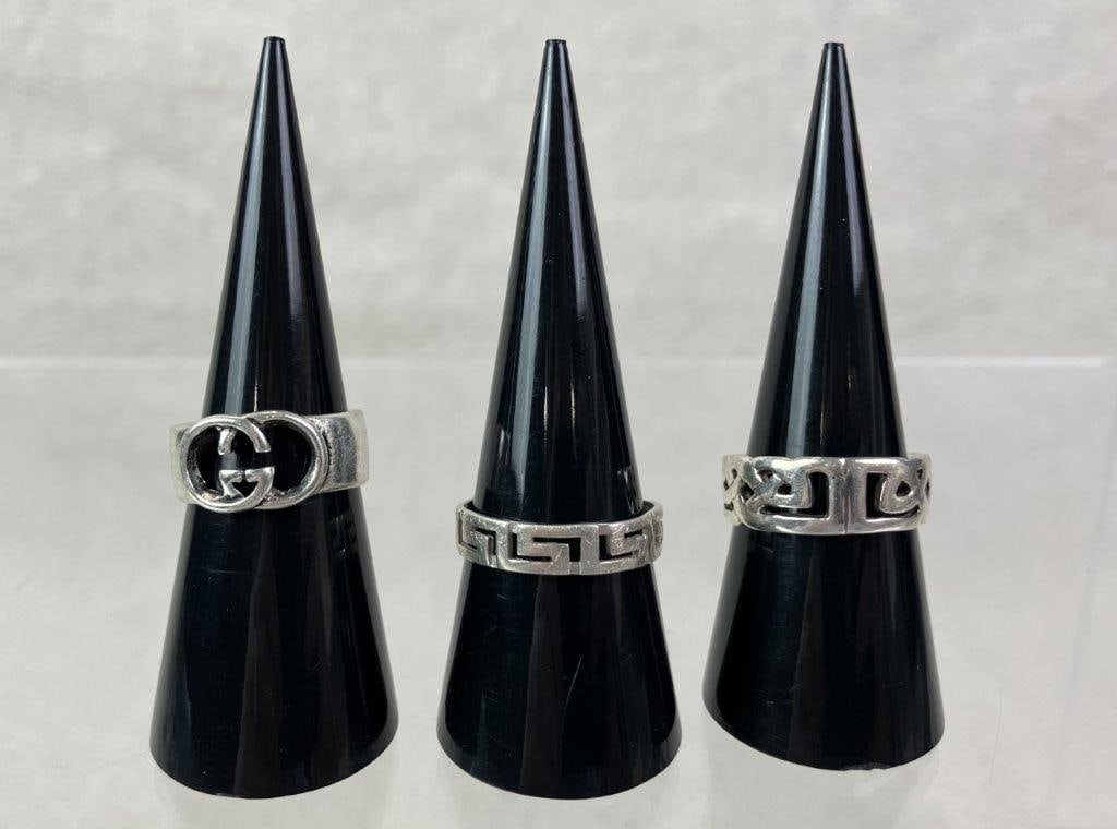 Three Sterling Silver Patterned Ring - 2