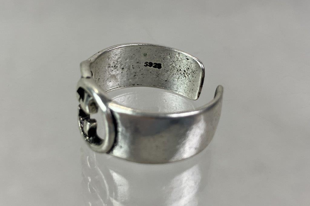 Three Sterling Silver Patterned Ring - 4