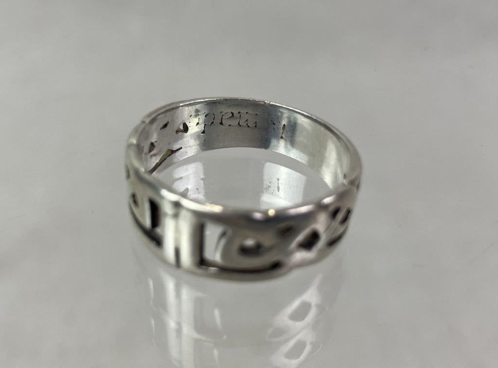 Three Sterling Silver Patterned Ring - 6