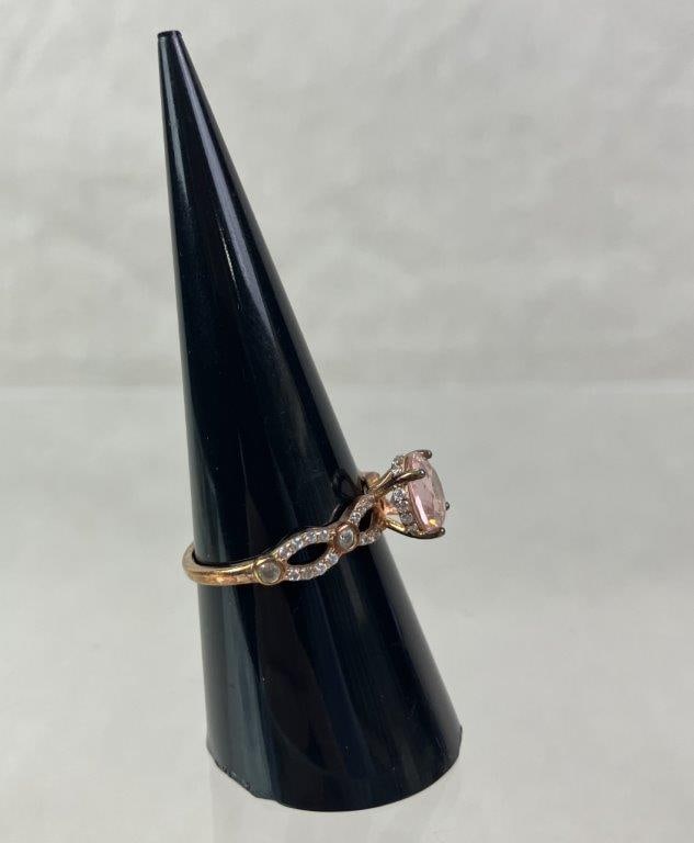 Sterling Silver Gold Vermeil and Morganite Ring - 3