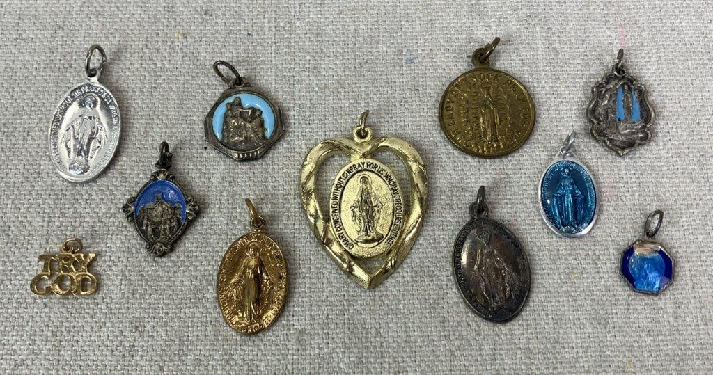 Collection of Eleven Christian Mary Medal Pendants - 5