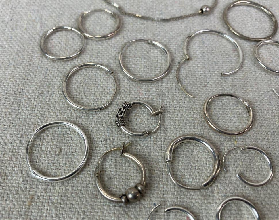 Sterling Silver Hoop Earring and Bracelet Lot - 3