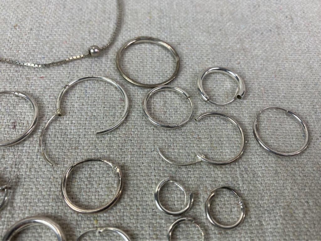 Sterling Silver Hoop Earring and Bracelet Lot - 4