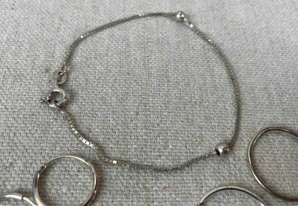 Sterling Silver Hoop Earring and Bracelet Lot - 5
