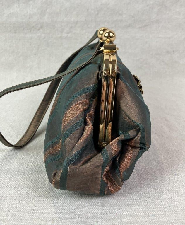 Cadari London Striped Evening Bag with Floral Adornment - 5