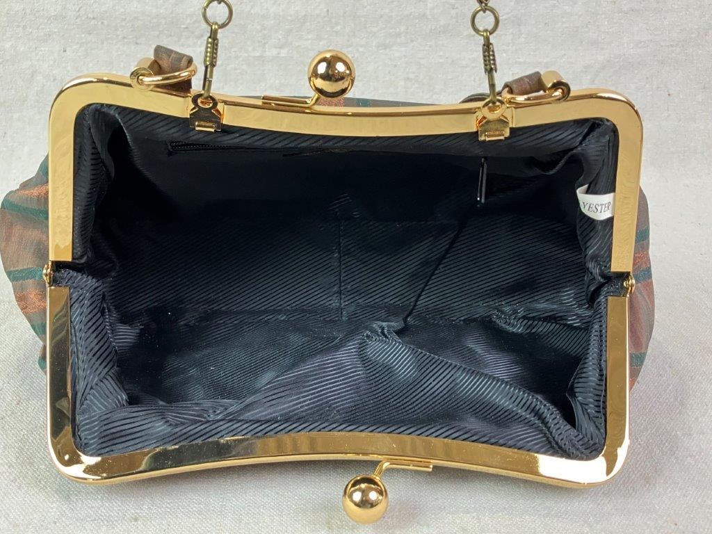 Cadari London Striped Evening Bag with Floral Adornment - 6