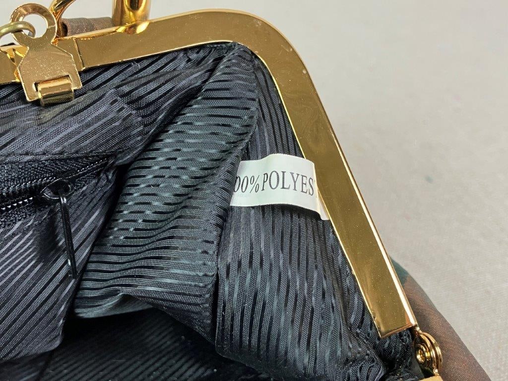 Cadari London Striped Evening Bag with Floral Adornment - 8