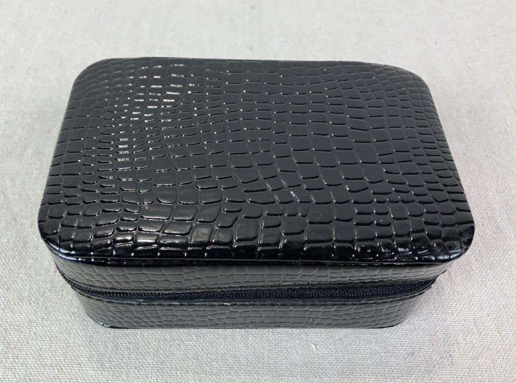 Jewelry with Black Crocodile-Pattern Vinyl Travel Jewelry Box - 20