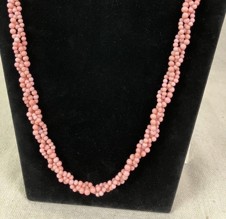 Pink Coral Bead Necklace - 2