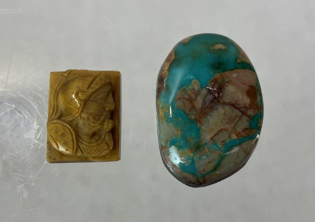 Carved Tiger's Eye and Turquoise Gemstones (1 of 4)