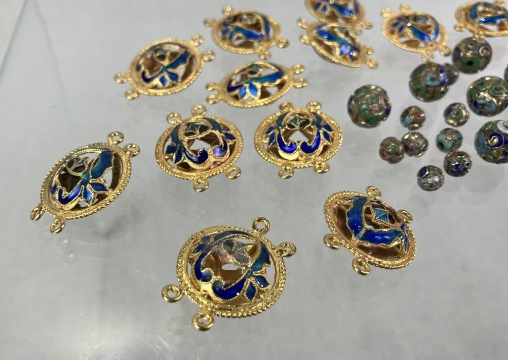 Cloisonné Style Pendant Connectors and Beads Assortment - 2