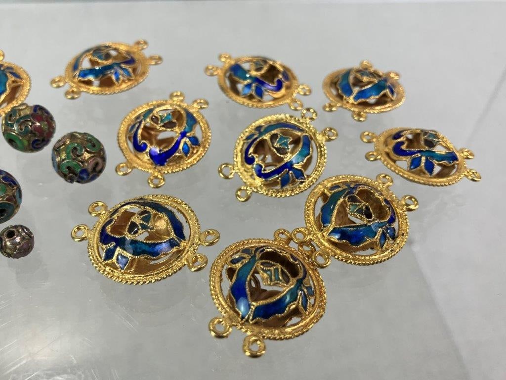 Cloisonné Style Pendant Connectors and Beads Assortment - 4