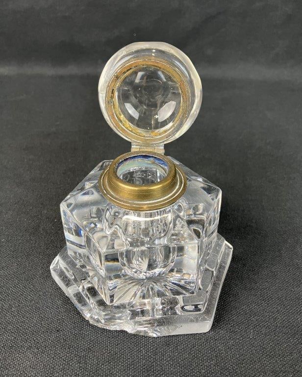 Vintage Crystal Inkwell - 3