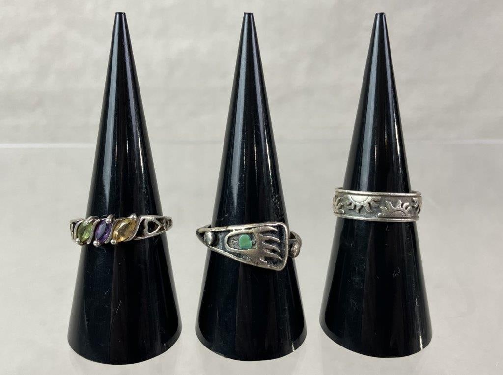 Three Sterling Silver Rings - 2