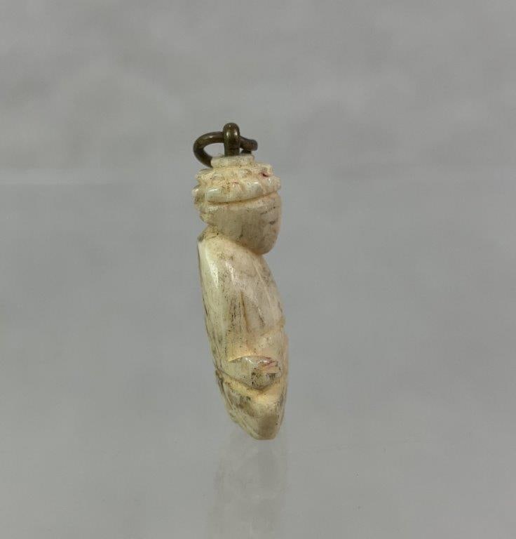 Carved Bone Seated Buddha Pendant - 4