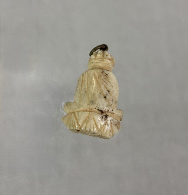 Carved Bone Seated Buddha Pendant - 6