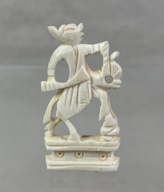 Carved Bone Figure of Rider on Horse - 3