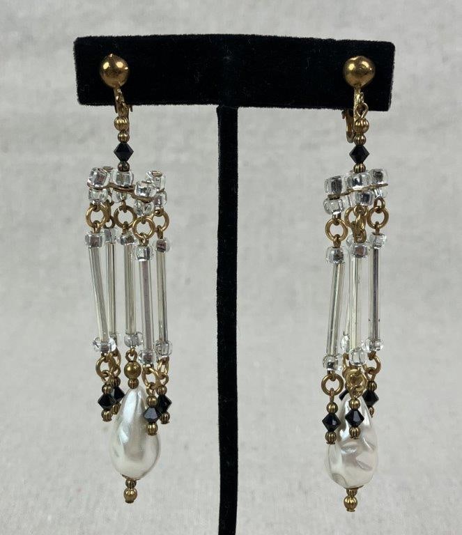 Faux Pearl and Bead Necklace and Earring Demi-Parure - 3