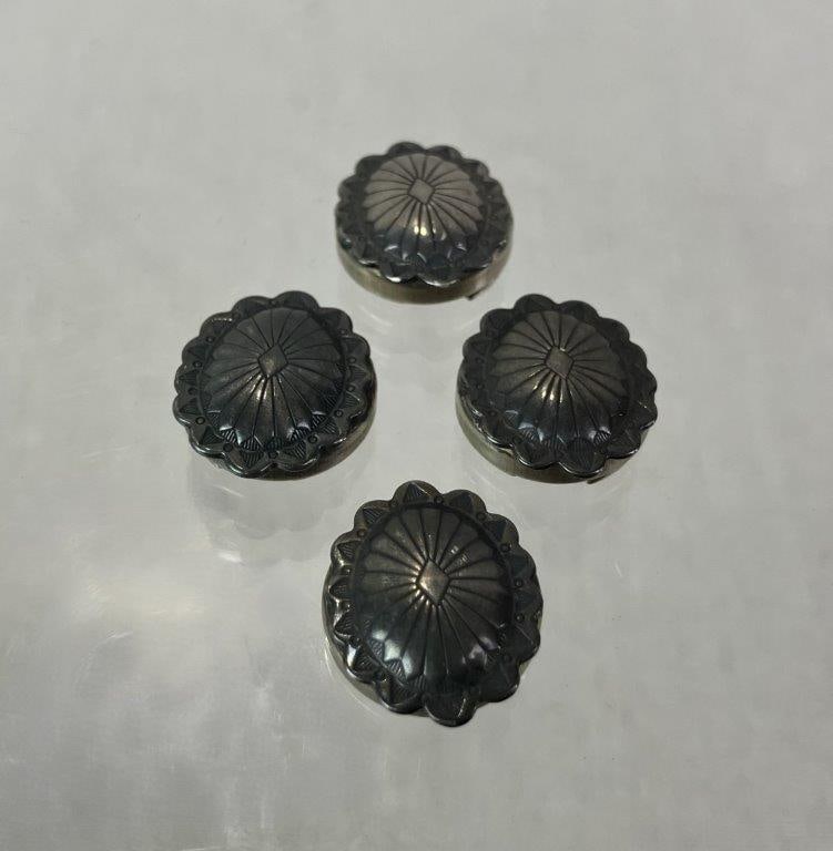 Sterling Silver Native American Concho Button Covers - 2