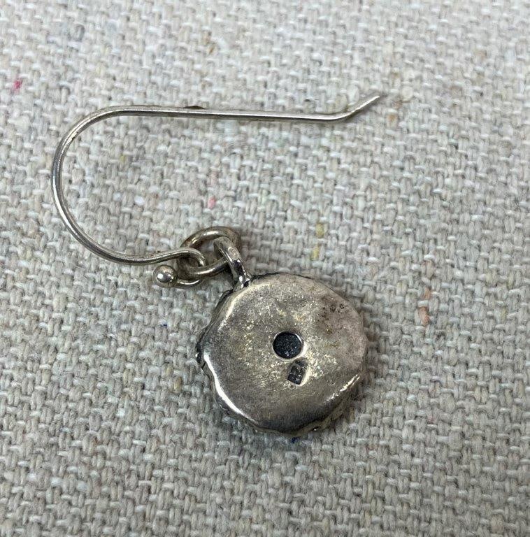 Three Pairs of Sterling Silver Earrings with Stones - 10