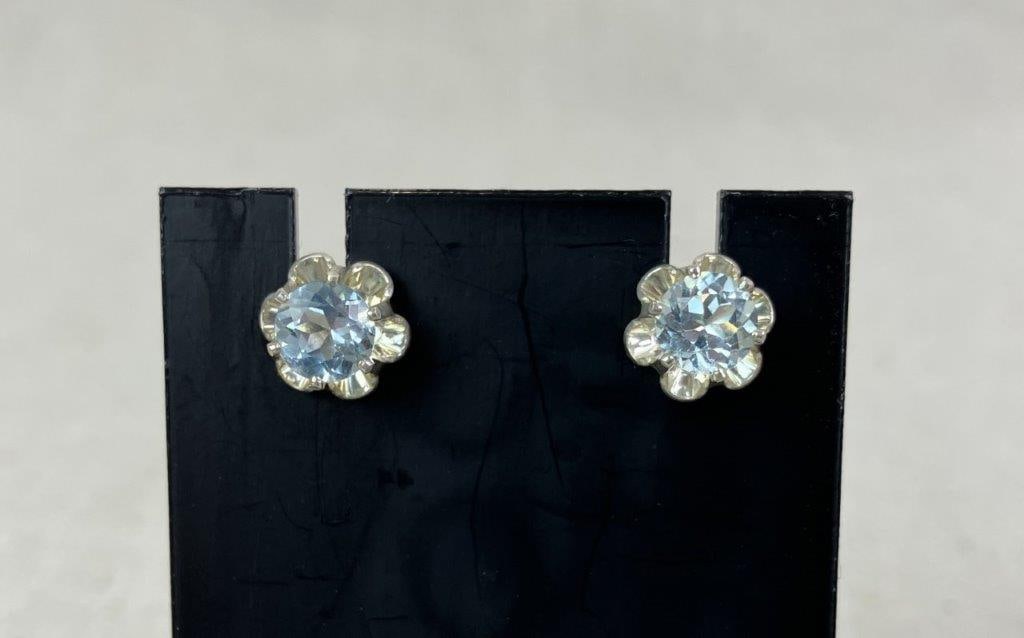 Three Pairs of Sterling Silver Earrings with Stones - 2